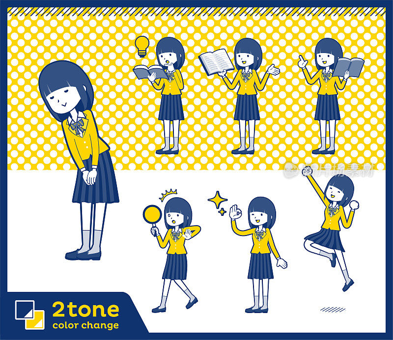 2tone类型学校女孩Blazer_set 05
